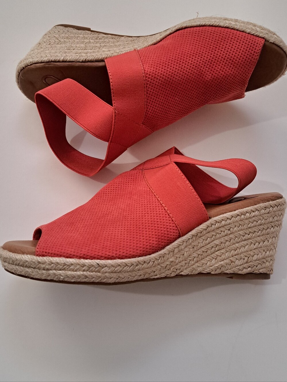Madeline Crisscross Espadrille Wedge Sandals Coral Red 8.5